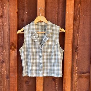 Vintage 90s Button Down Plaid Cropped Top